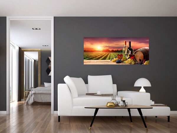 Szőlőskert borral képe (120x50 cm)