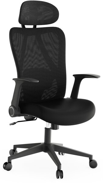 SENSE7 NOXO Ergonomikus Irodai Szék, Deréktámasszal, Állítható Fejtámlával, Állítható Háttámla Fekete