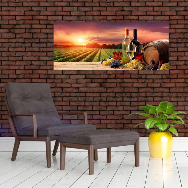 Szőlőskert borral képe (120x50 cm)
