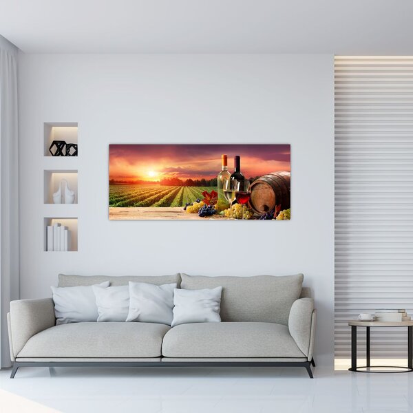 Szőlőskert borral képe (120x50 cm)