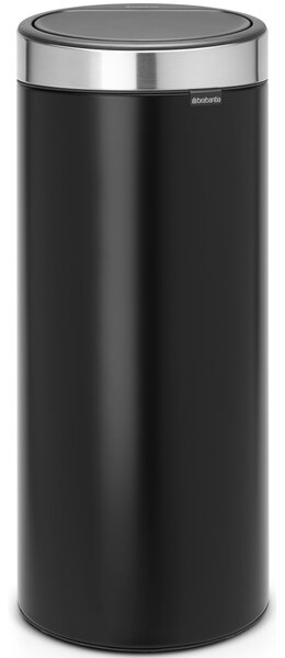 BRABANTIA Touch Bin New Soft-Touch nyomófedeles hulladékgyűjtő belső tartállyal kerek 30L - G méret acél matt fekete test ujjlenyomatmentes fedő - 115448
