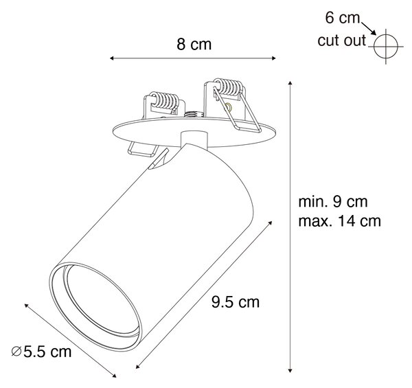6 darabos modern, süllyesztett spotlámpa szett fehér GU10 50mm - Chels