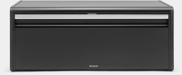 Brabantia Fall Front kenyértartó lehajtható ajtóval, mágneses zárral, sík tetővel, szögletes, 465mm széles, acél, matt fekete - 236860