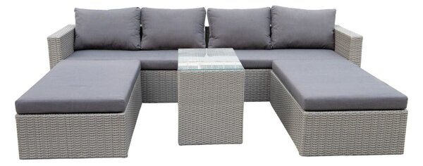 Szürke műrattan négyszemélyes kerti lounge szett Drammen - Bonami Selection