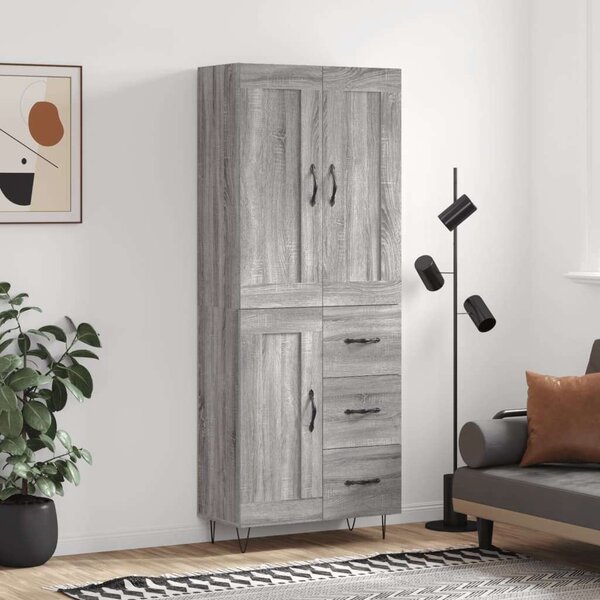 Szürke sonoma szerelt fa magasszekrény 69,5 x 34 x 180 cm