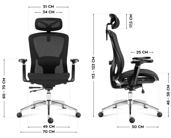 Ergonomikus Irodai Forgószék, Hálós Szellőzőanyag, Dönthető Háttámla, Állítható Ülésmélység, Fekete