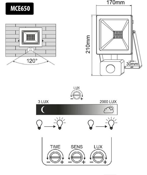 Reflector Led Con Sensor De Movimiento Pir 50w 4000
