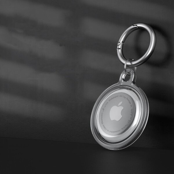 Szilikon védőtok és rögzítő kulcstartó Apple AirTag nyomkövetőhöz - átlátszó ( ECO csomagolás)