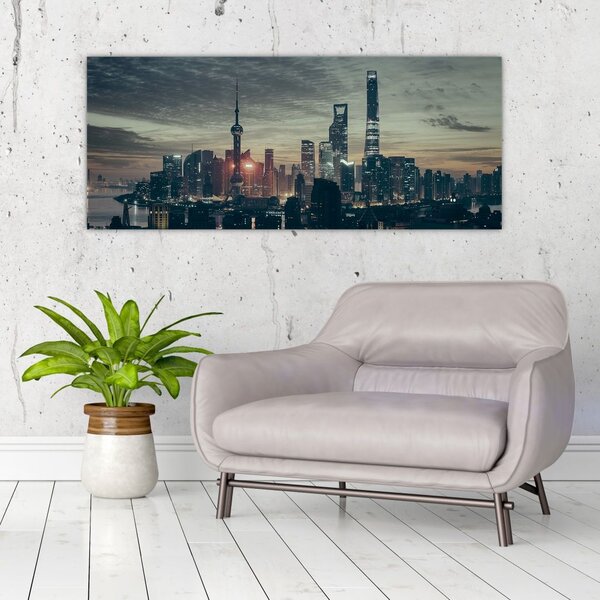 Város képe alkonyatkor (120x50 cm)