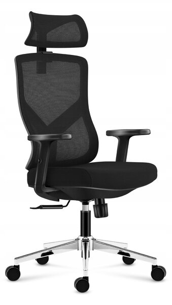 Ergonomikus Irodai Forgószék, Állítható Magasság, Fejtámla És Deréktámasz, Hálós Anyag, Fekete