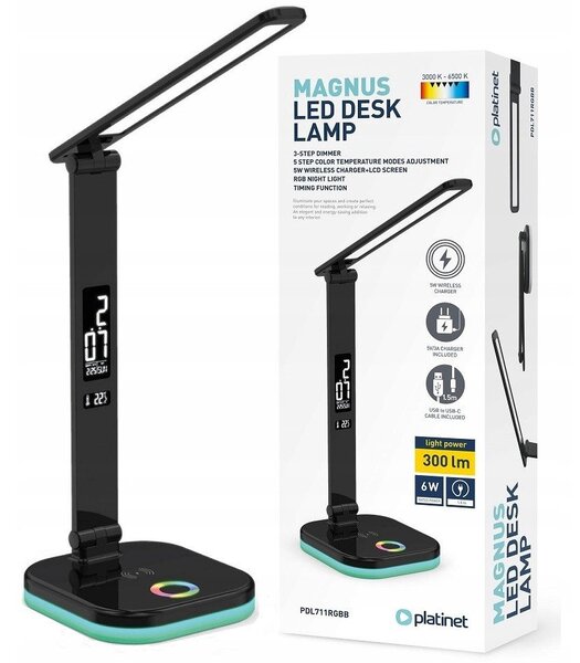 Platinet desk lamp PDL711RGB, black (46217)