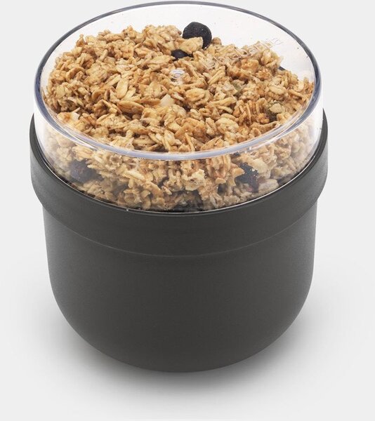 Brabantia Make & Take Breakfast and Lunch Set 3db-os szett, vizes palack + reggeliző tál + közepes méretű ételhordozó doboz, BPA mentes műanyag, sötétszürke - 206740