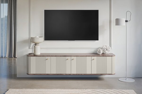 Vesper 4D függő TV-szekrény 187 cm - kasmír / diófa / arany fogantyúk