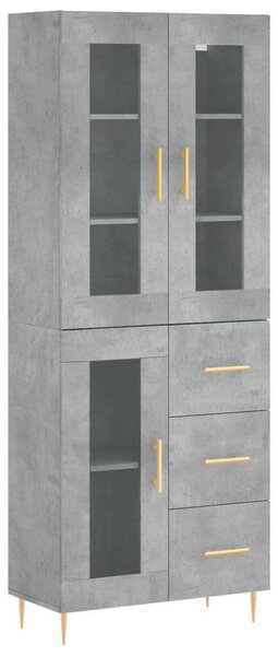 VidaXL betonszürke szerelt fa magasszekrény 69,5 x 34 x 180 cm
