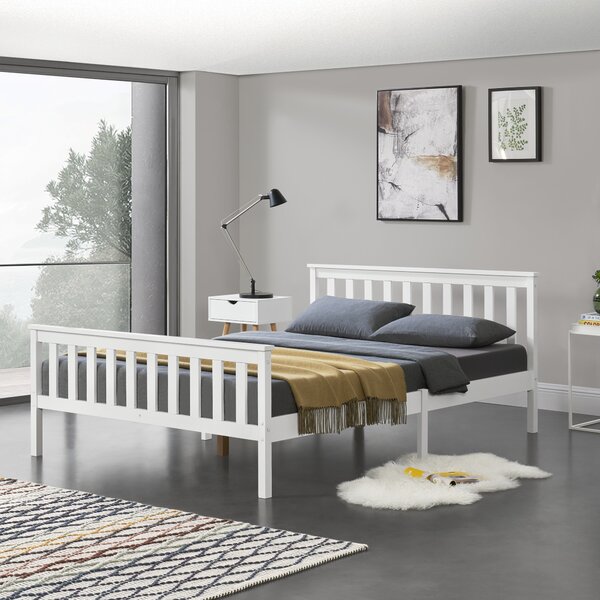 Faágy Breda magasított fejtámlája 200x140 cm fehér matt lakkozott 150 Kg dupla ágy ágyráccsal matrac nélkül
