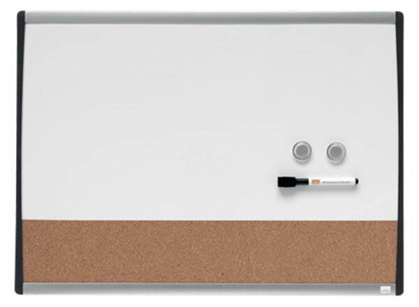 NOBO 1903810 Mágneses fehértábla parafatáblával 58,5x43cm - Barna/Fehér
