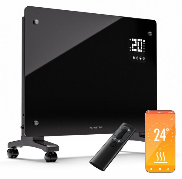 Klarstein Bornholm Smart 1500, konvektoros fűtőtest, 1500 W, WiFi, LED, IP24