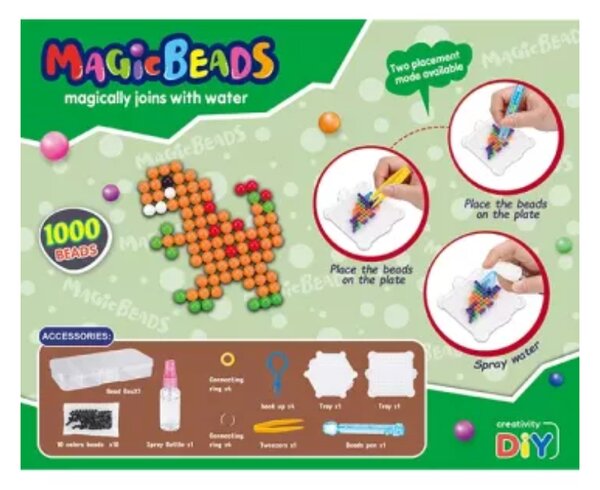 Magic Beads Kulcstartó készítő szett 1000 db gyönggyel és dinoszaurusz mintákkal