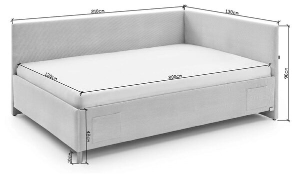 Kék kárpitozott ágyneműtartós sarok gyerekágy ágyráccsal 120x200 cm Cool – Meise Möbel