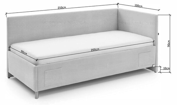 Bézs kárpitozott ágyneműtartós sarok gyerekágy ágyráccsal 90x200 cm Cool – Meise Möbel