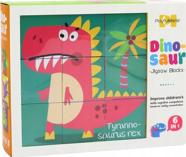 Oktatási Puzzle 6 Az 1-Ben Blokkok Puzzle Kockák 6 Kép Dinoszauruszok 9 El. 17925