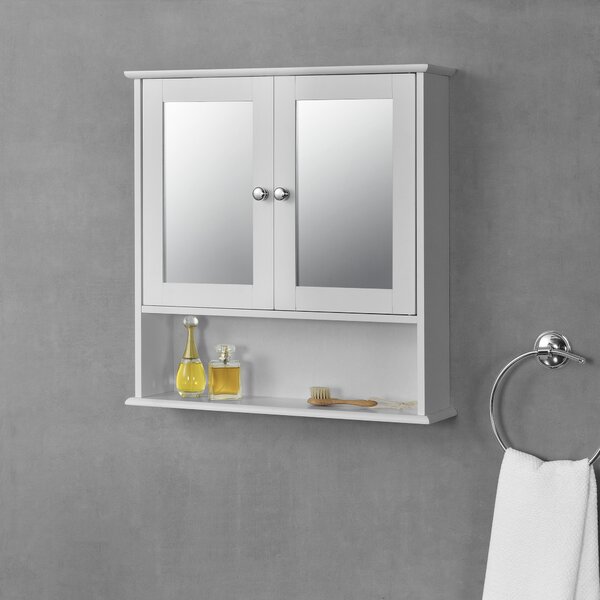 Fali fürdőszoba szekrény tükrös Linz MDF fehér