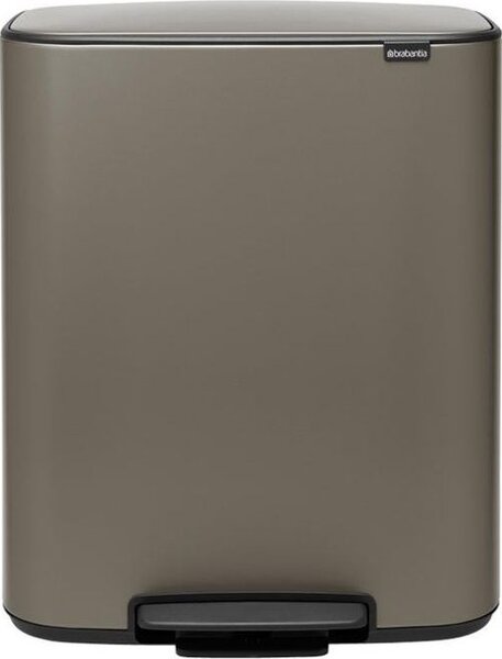 BRABANTIA Bo Pedal Bin pedálos hulladékgyűjtő szagmentesen záródó Soft-Close fedél műanyag tartály 60L - M méret acél platinaszürke - 211409
