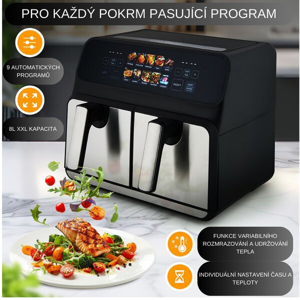 ProfiCook FR 1287 H dupla forrólevegős fritőz, 8 l