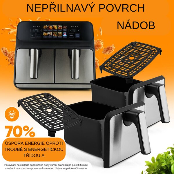 ProfiCook FR 1287 H dupla forrólevegős fritőz, 8 l