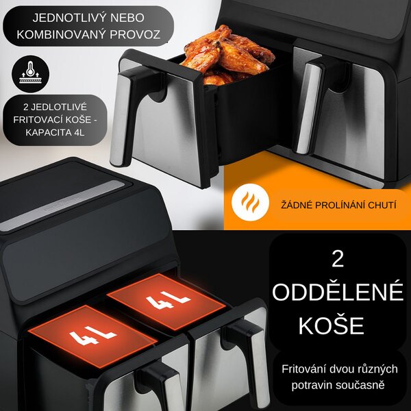 ProfiCook FR 1287 H dupla forrólevegős fritőz, 8 l