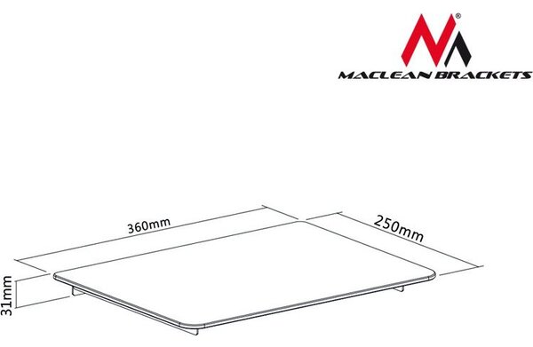 Maclean MC-629 DVD-Tuner-Video tartó polc 8 kg üveg - Fekete