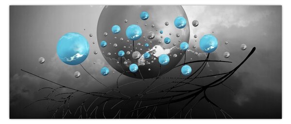 Kép- világos kék absztrakt gömbök (120x50 cm)