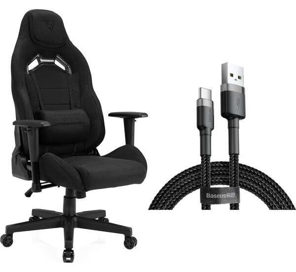 SENSE7 Vanguard gamer szék fekete textil + USB kábel
