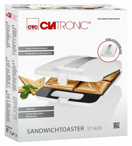 Clatronic ST 3629 szendvicskészítő 4 szendvicshez