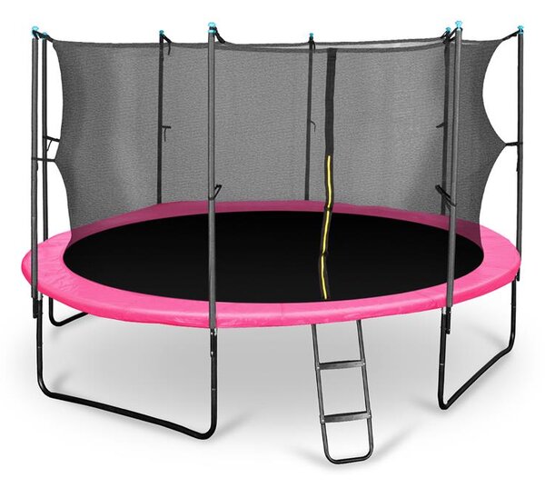 KLARFIT Rocketgirl 430, 430 cm trambulin, belső biztonsági háló, széles létra, rózsaszín