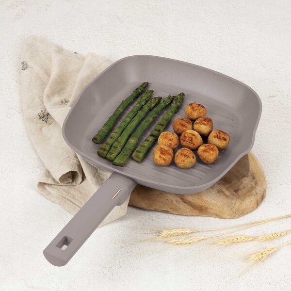 BerlingerHaus BH/8096 Taupe Collection Grill Serpenyő - 28 cm, Tartós Tapadásmentes Titánpro Bevonattal