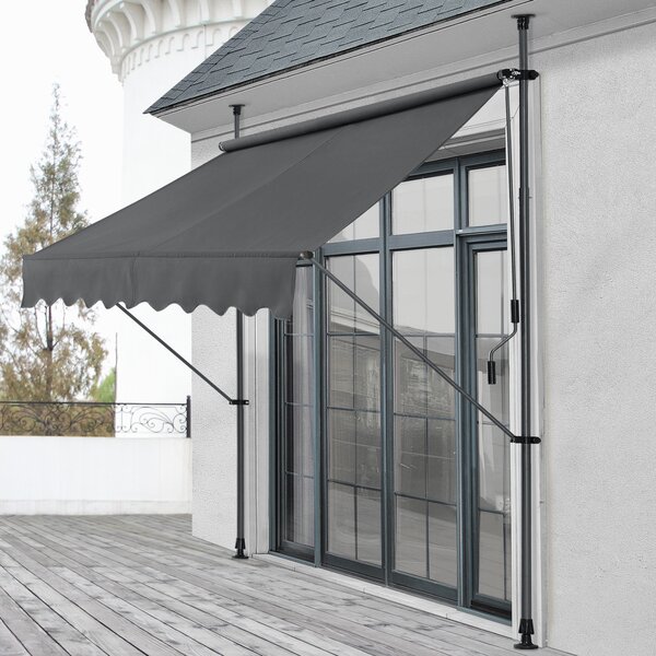 Napellenző erkélyre teraszra feltekerhető Szürke 250 x 120 x 200-300 cm