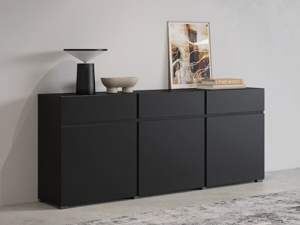 Komód Alfere 103, Laminált forgácslap, 78x180x40cm, Fekete