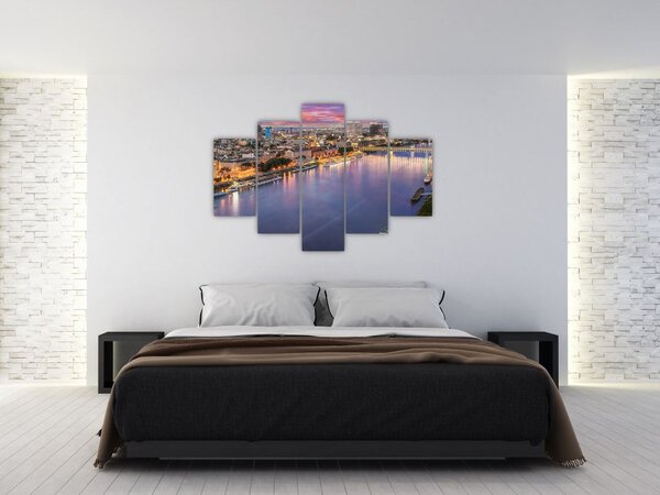 Pozsonyi éjszakai város képe folyóval (150x105 cm)