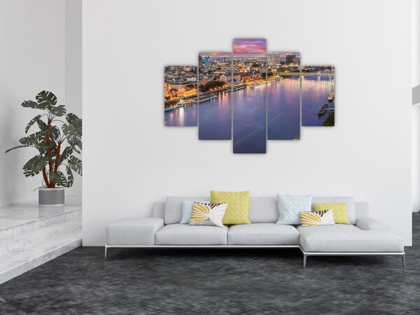 Pozsonyi éjszakai város képe folyóval (150x105 cm)