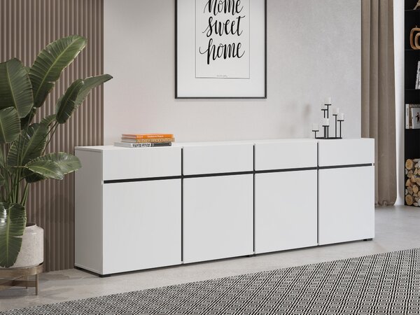 Komód Alfere 100, Laminált forgácslap, 78x225x40cm, Fekete, Fehér
