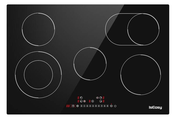 IsEasy LT5-04 Beépíthető 5 zónás Indukciós Főzőlap 7400 Watt - Fekete