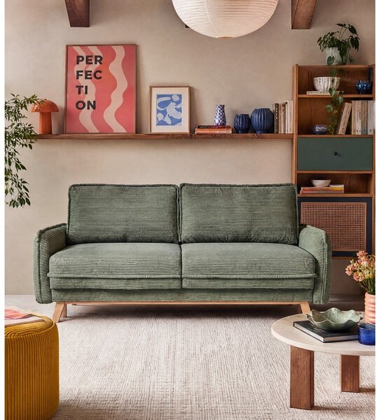 Világoszöld kordbársony kinyitható kanapé 218 cm Tori – Bonami Selection