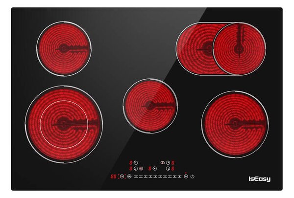 IsEasy LT5-04 Beépíthető 5 zónás Indukciós Főzőlap 7400 Watt - Fekete