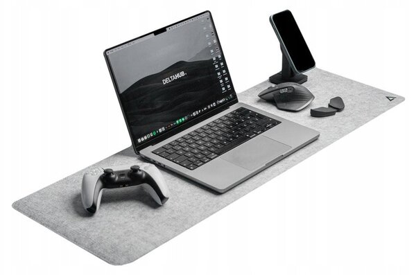 Deltahub Minimalistic Desk Pad, 30 x 90 cm, light gray