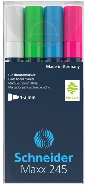 SCHNEIDER Üvegtábla marker 1-3mm, Maxx 245, 4 különböző szín (E124594)