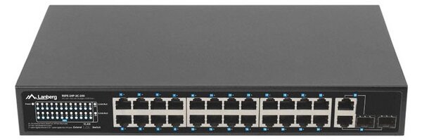 Lanberg RSFE-24P-2C-250 kapcsoló - 24x PoE+, 2x Uplink RJ45/SFP, Rack