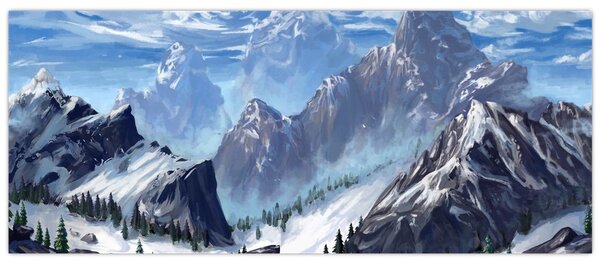Kép - Festett hegyek (120x50 cm)