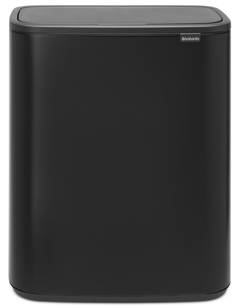 BRABANTIA Bo Touch Bin nyomófedeles hulladékgyűjtő XXL padlón álló műanyag tartály 60L - M méret acél matt fekete - 223020