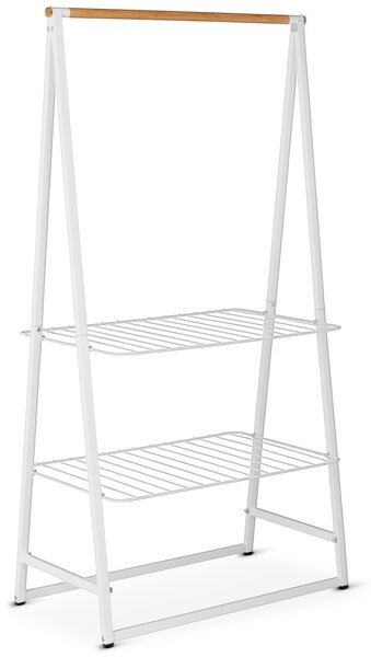Brabantia Linn Clothes Rack Large ruhatartó állvány, 995x1900x570mm nagy méret, 2db állítható magasságú rácsos polc, bambusz rúd, acél váz, fehér - 118265